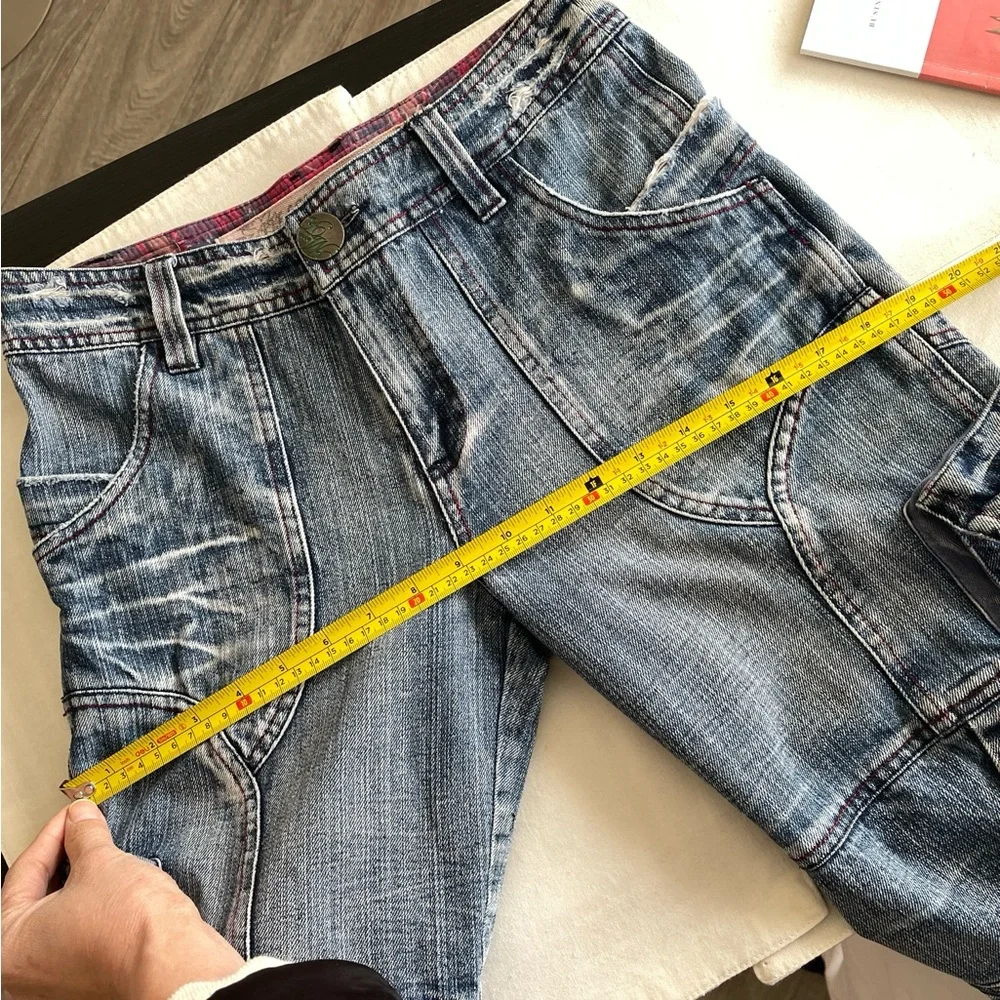 Blue Midi Denim Embroidery Pants Size: 28 - Picture 15 of 15